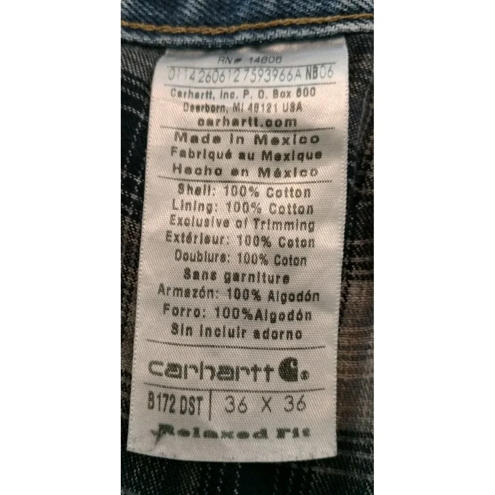 Carhartt B172 DST Flannel Lined Jeans Men's Tag 36x36 Measured 35x34